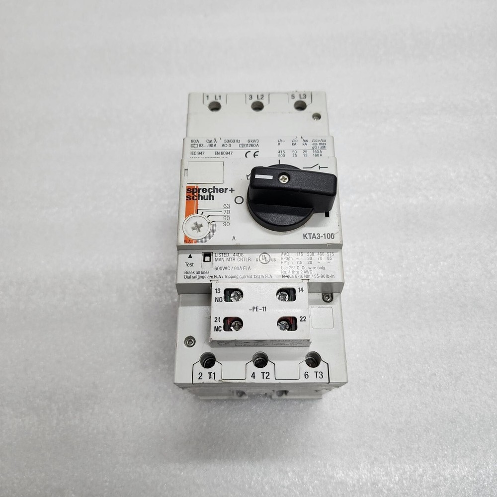 SPRECHER + SCHUH KTA3-100 MANUAL MOTOR STARTER 63-90A