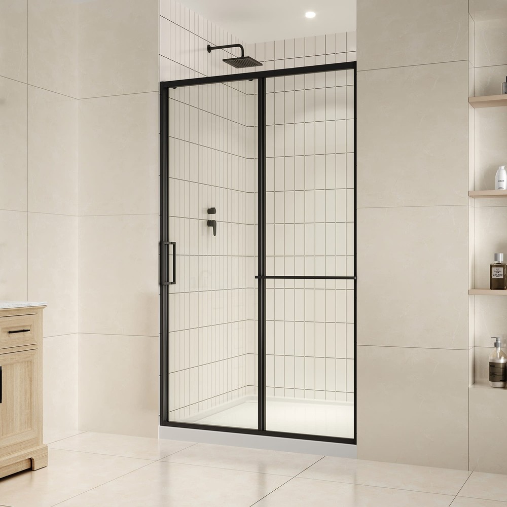 Ove Decors Zora 48-Inch Black Sliding Framed Closet Door 78-3/4 Inches Tall