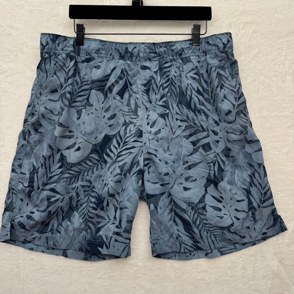 Speedo Swim Trunks Mens XL Blue Tropical Leaf Board Shorts Quick Dry Mesh Lined