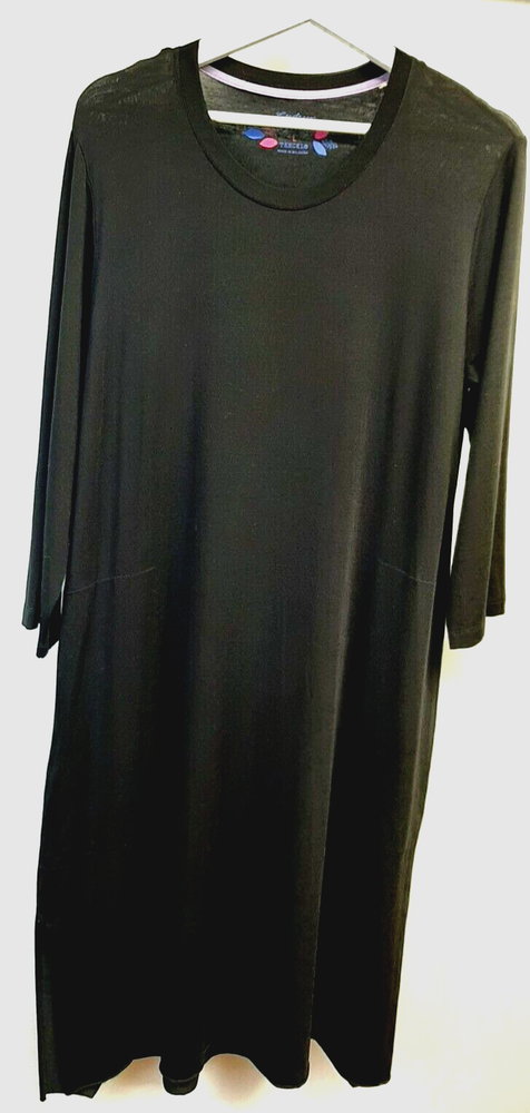 GUDRUN SJODEN tank dress casual tencel tunic womens L with pockets 3/4 Sleeves27