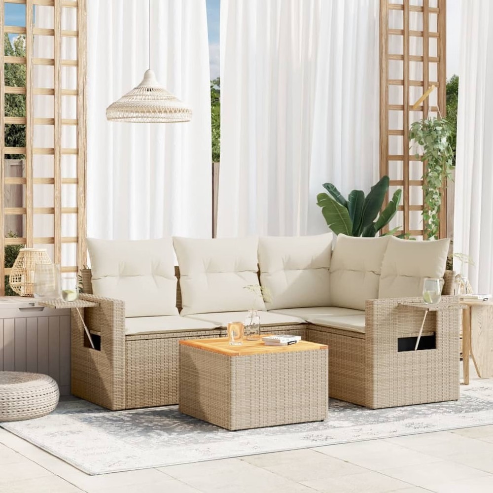 Garden Sofa Set Beige PE rattan Medium Modular