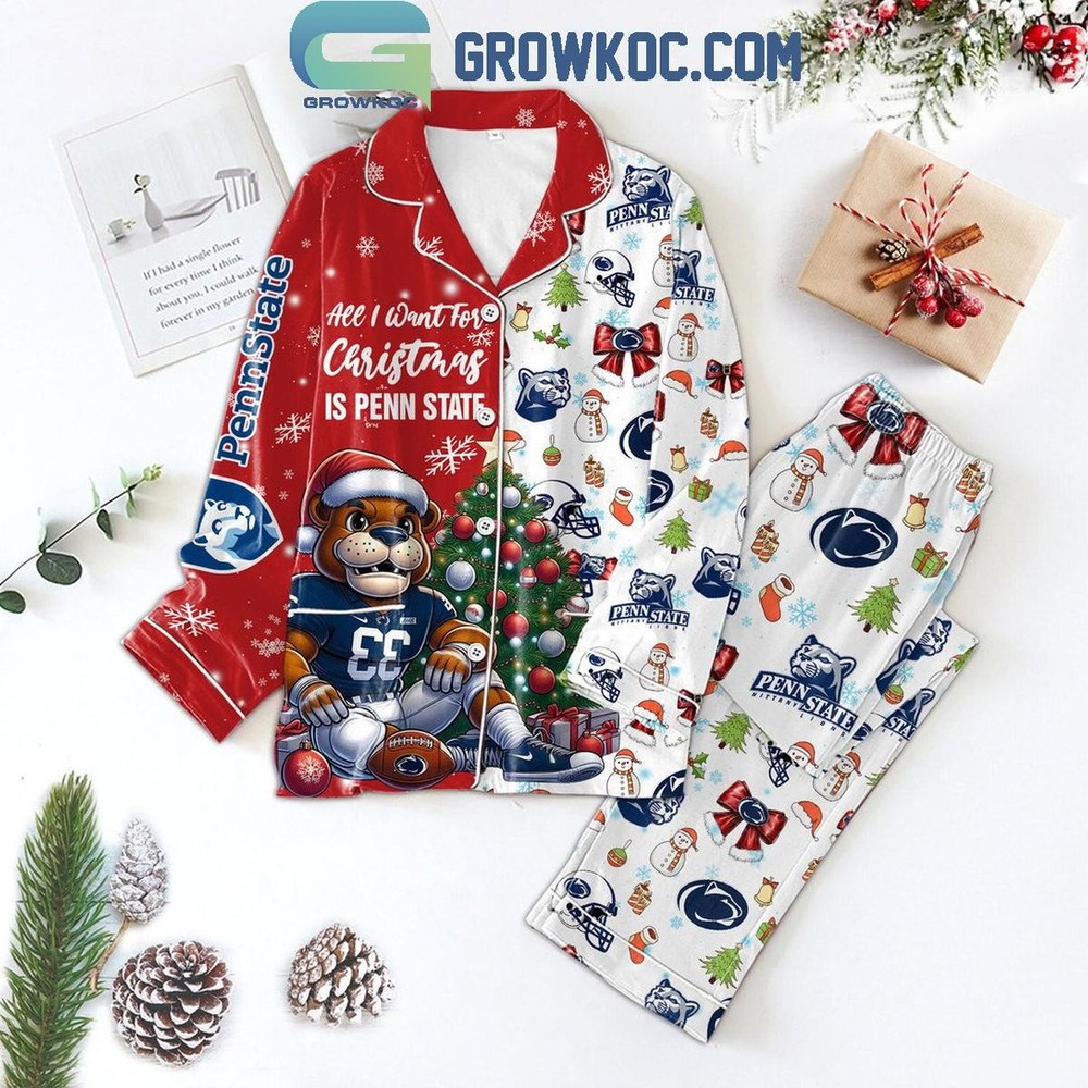 Penn State Nittany Lions All I Want For Christmas Is Penn State Polyester Pajama