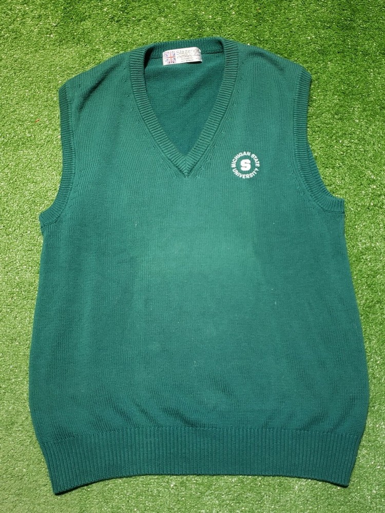 Vintage Michigan State Spartans University Knit Sweater Vest Golf Size Large