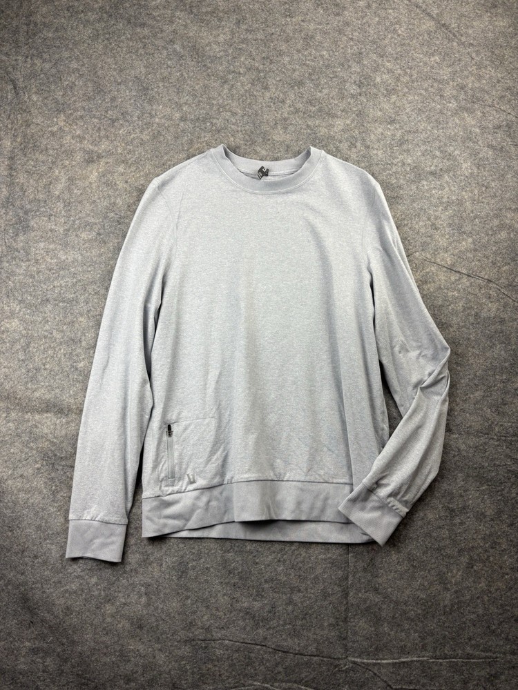 Vuori Mens Medium Ponto Performance Crew Neck Pullover Gray Athletic Shirt