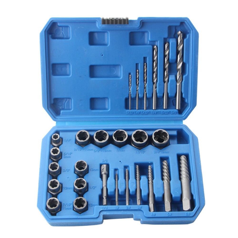 26PCS Spiral Bolt and Screw Extractor Set with Drill Bits for Easy Removal