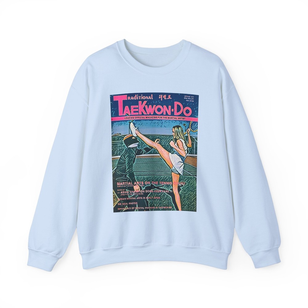 Taekwondo Graphic Print Retro Art LS Crew Unisex Heavy Blend Crewneck Sweatshirt