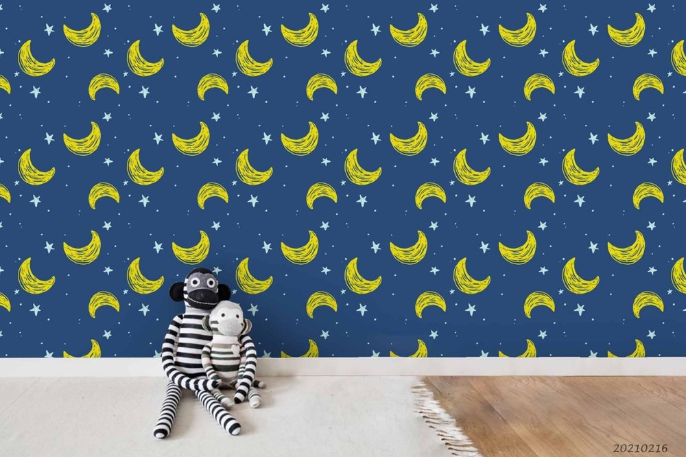 3D Space Moon Stars Pattern Wall Murals Wallpaper Murals Wall Sticker 2
