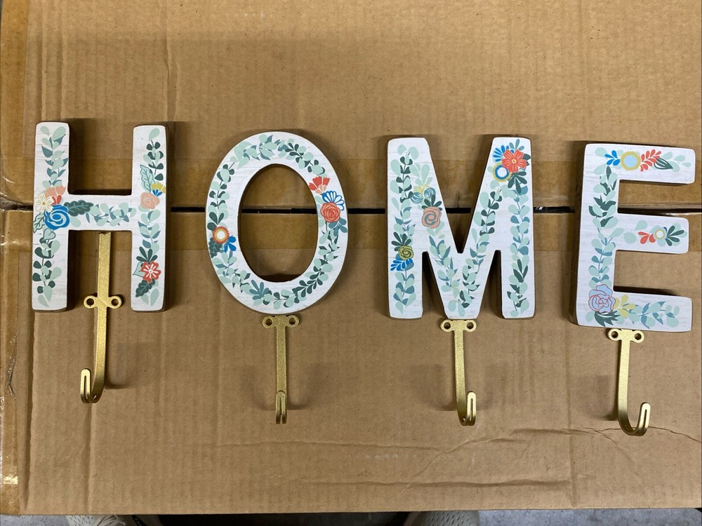 Wall Mounted Home Sign With Hooks For Decor