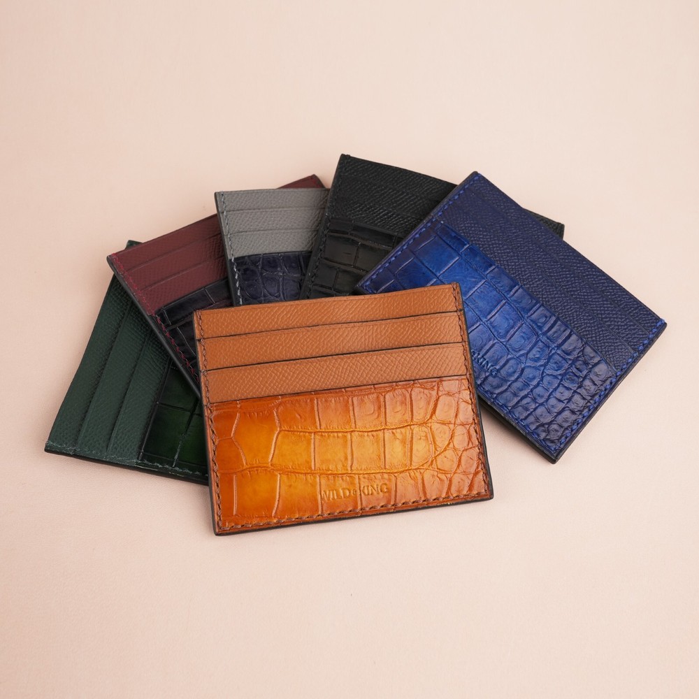 Alligator Leather Card Holder - Patina Finish
