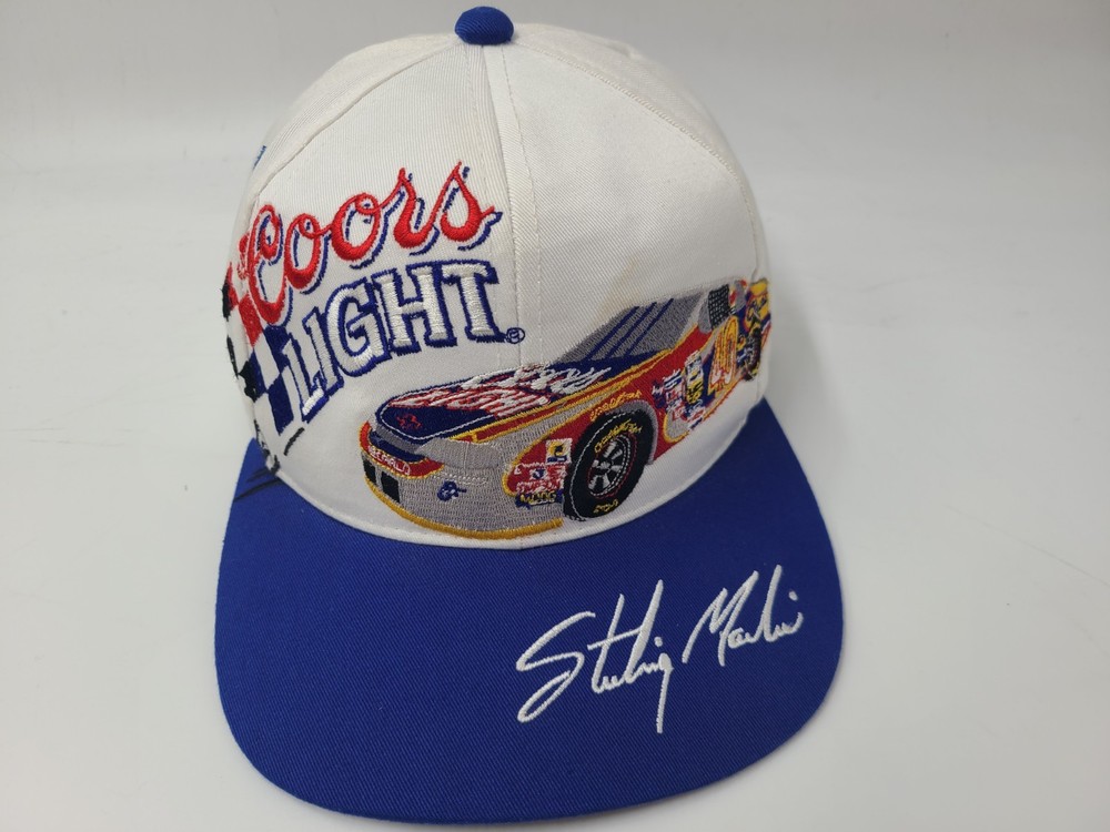 Vintage 90s Sterling Marlin #40 Coors Light NASCAR Snapback Hat White Blue