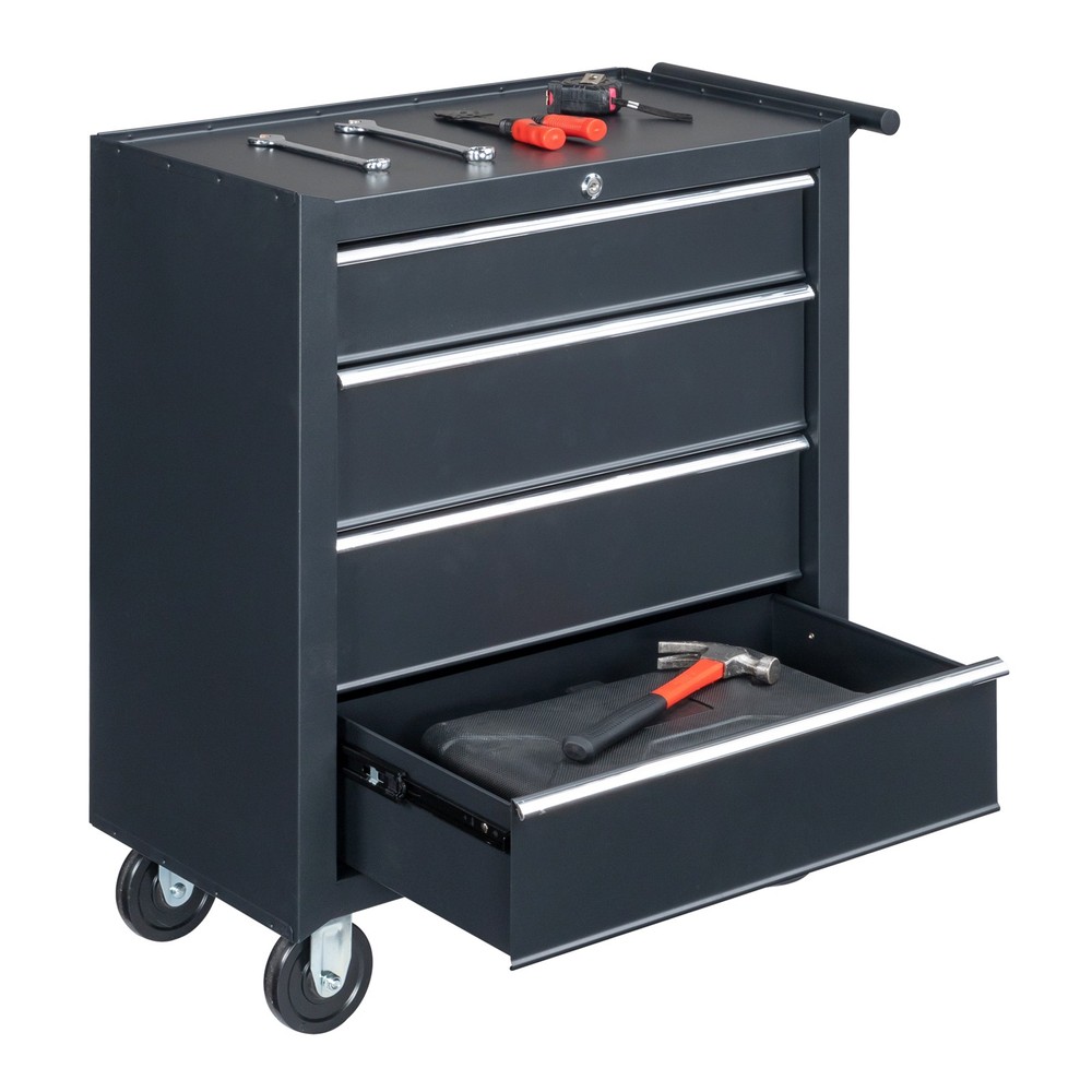 Large 4 Drawers Rolling Tool Cabinet Metal Tool Chest Lockable Storage Cabinet