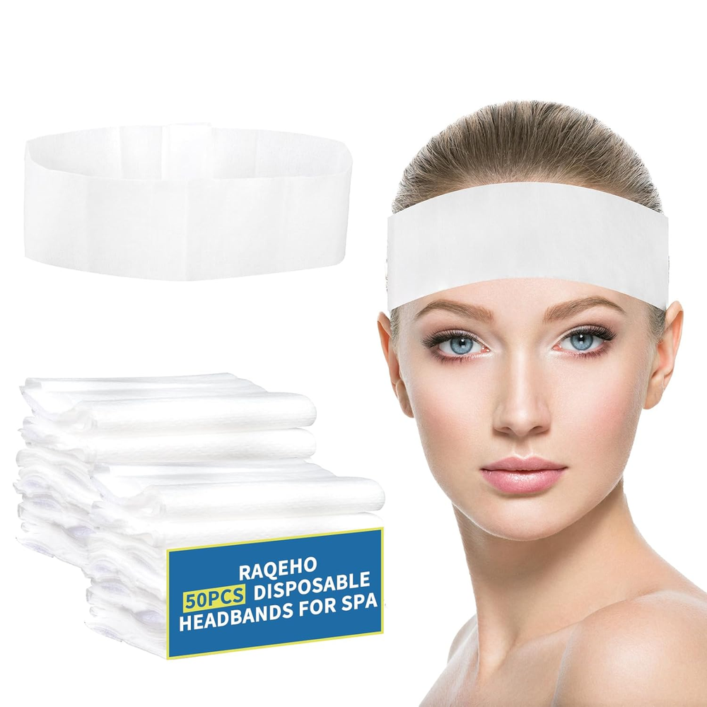 50Pcs Non-Slip Elastic Spa Headbands Bulk for Facial Treatments & Salon Use