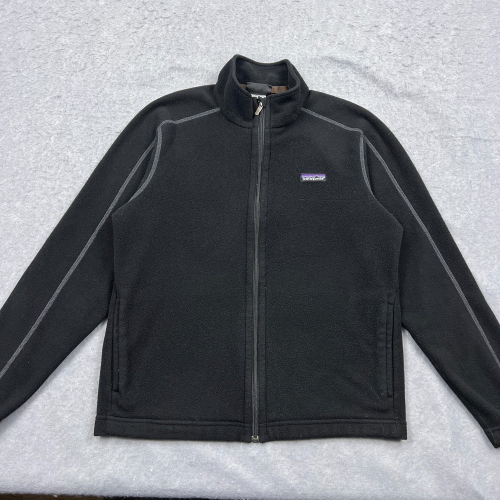VTG Patagonia El Cap Jacket Men's Medium Black Full Zip Brushed Fleece Synchilla