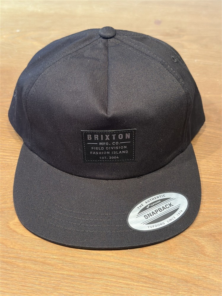 NWT MENS BRIXTON BLACK FIELD DIVISION FASHION ISLAND SNAPBACK ADJUSTABLE CAP O/S