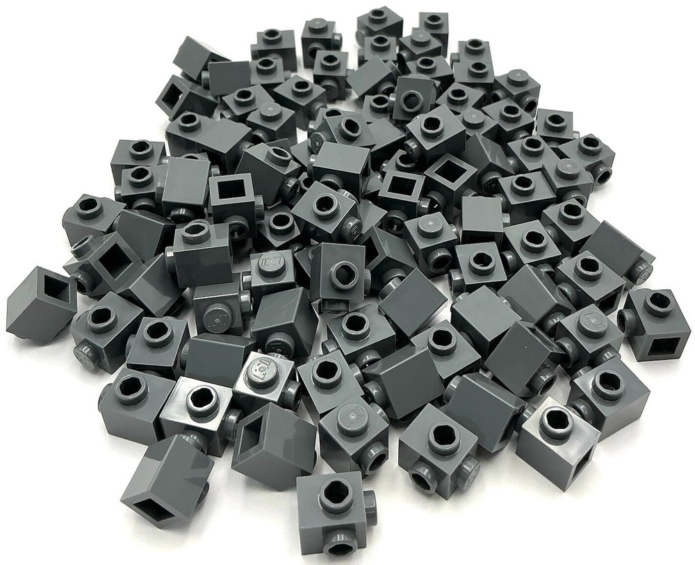 Lego 100 New Dark Bluish Gray Bricks Modified 1 x 1 with Studs on 2 Sides Parts