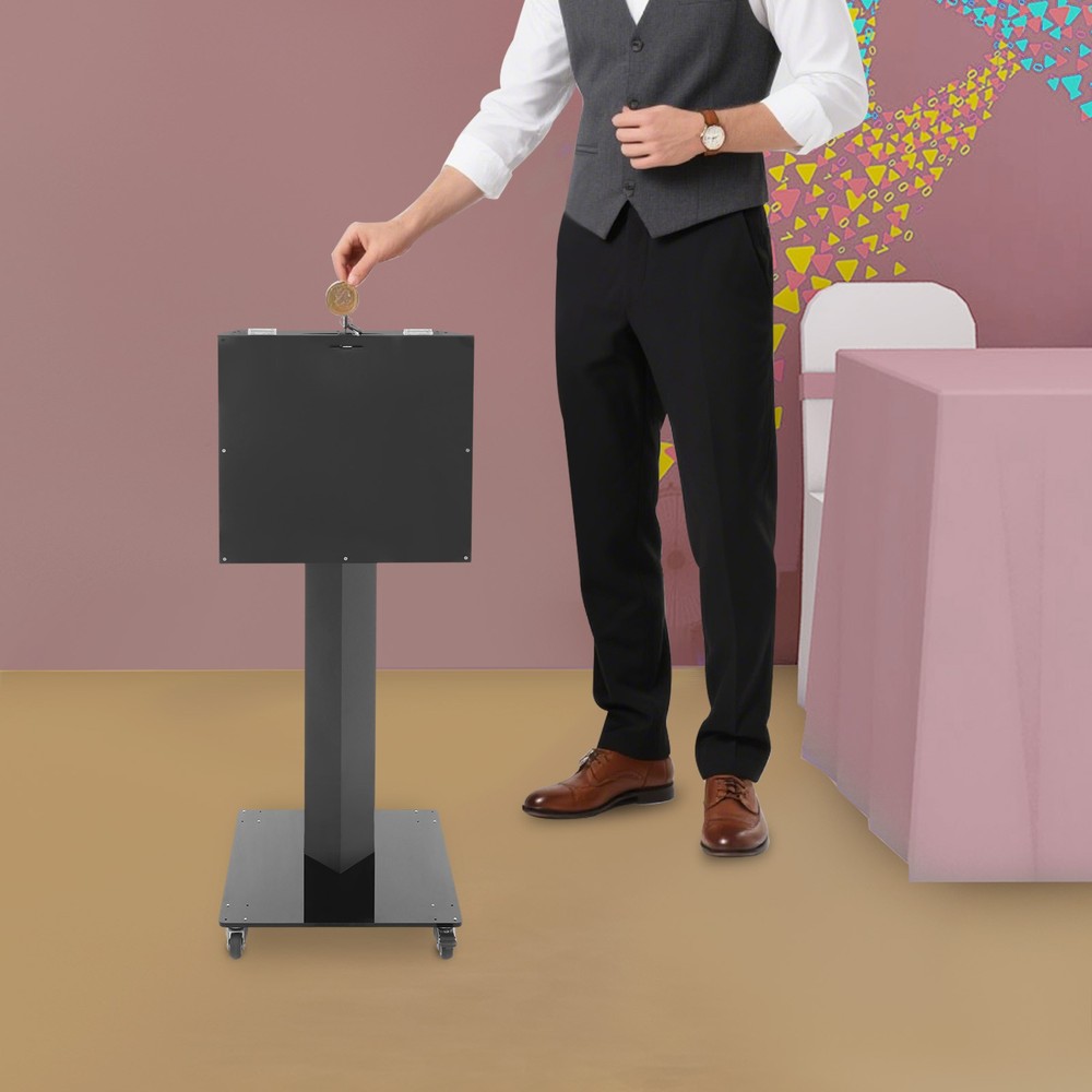 Suggestion Ballot Box with Lock and Key, Floor Standing Donation Box with Wheels
