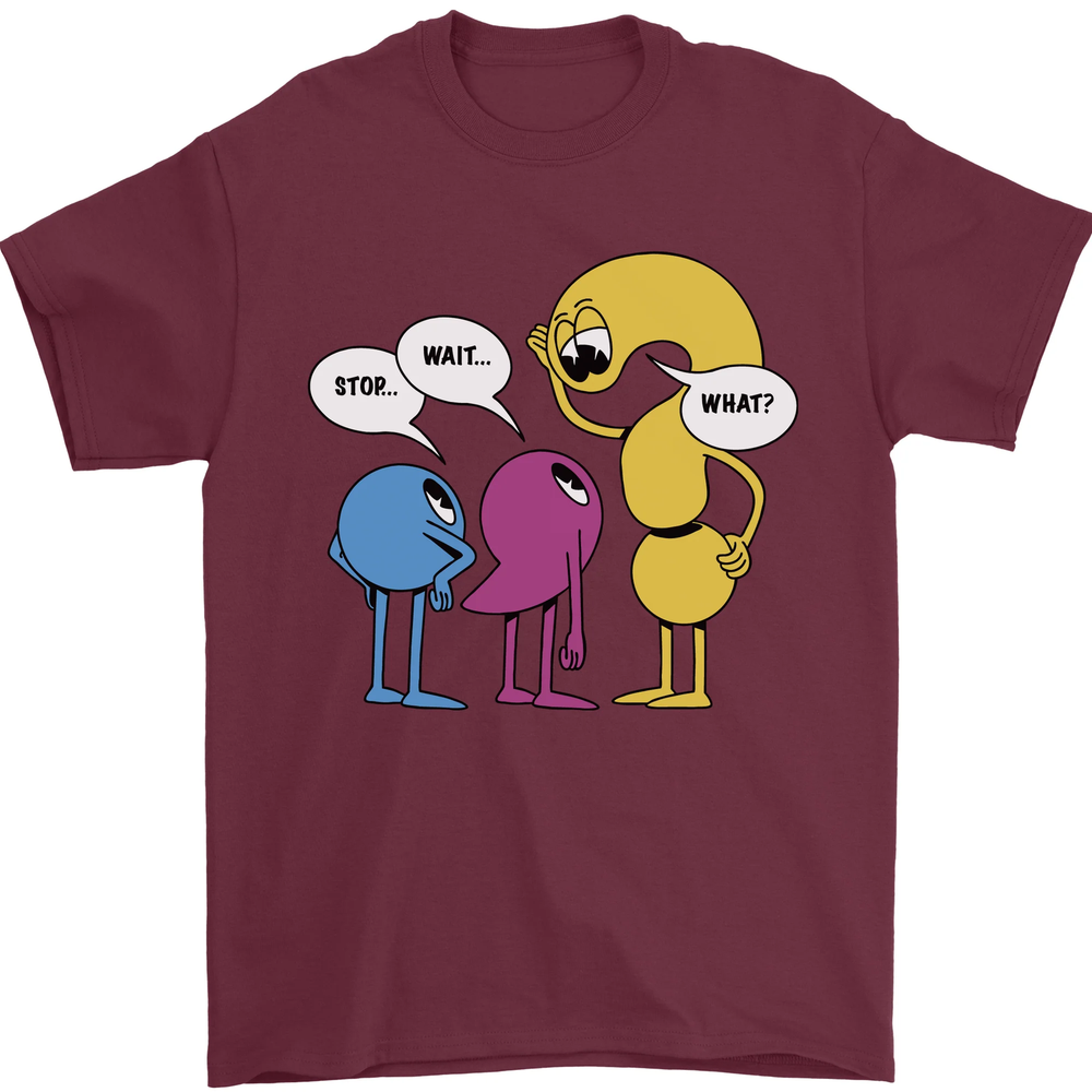Stop Wait What Funny English Lit Punctuation Mens T-Shirt 100% Cotton