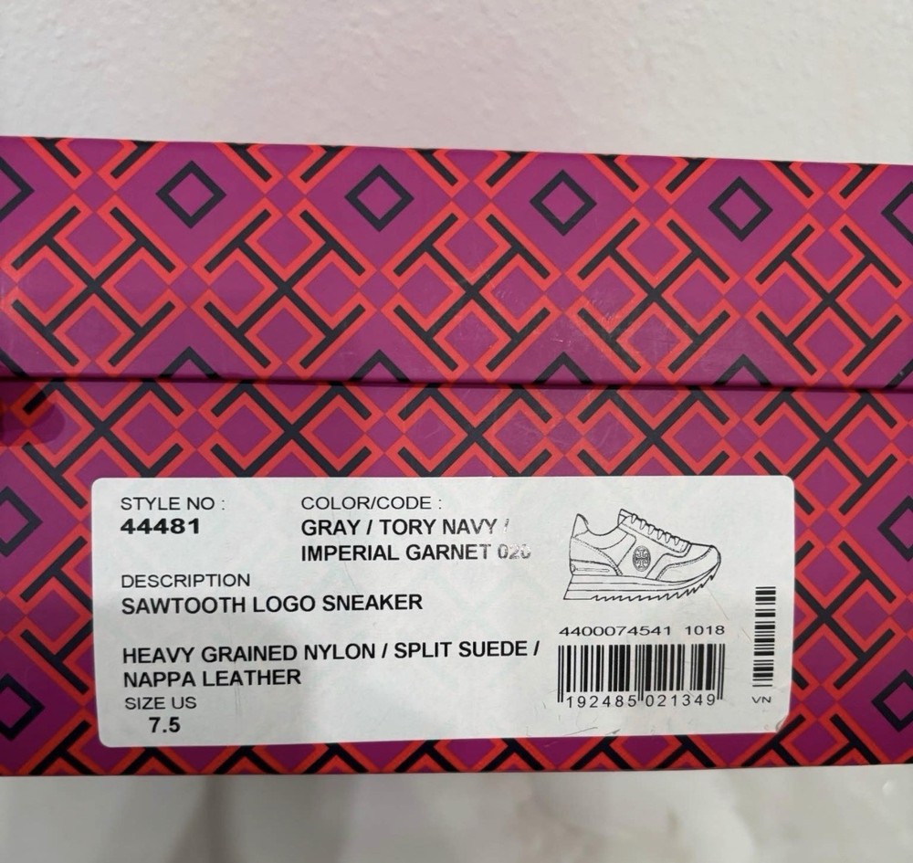 Tory Burch Sawtooth Logo Sneaker Gray Tory Navy Imperial Garnet