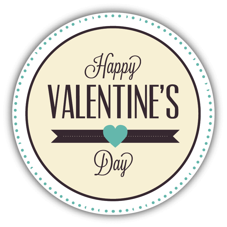 Happy Valentine's Day Heart Slogan Vintage Badge Car Bumper Sticker Decal
