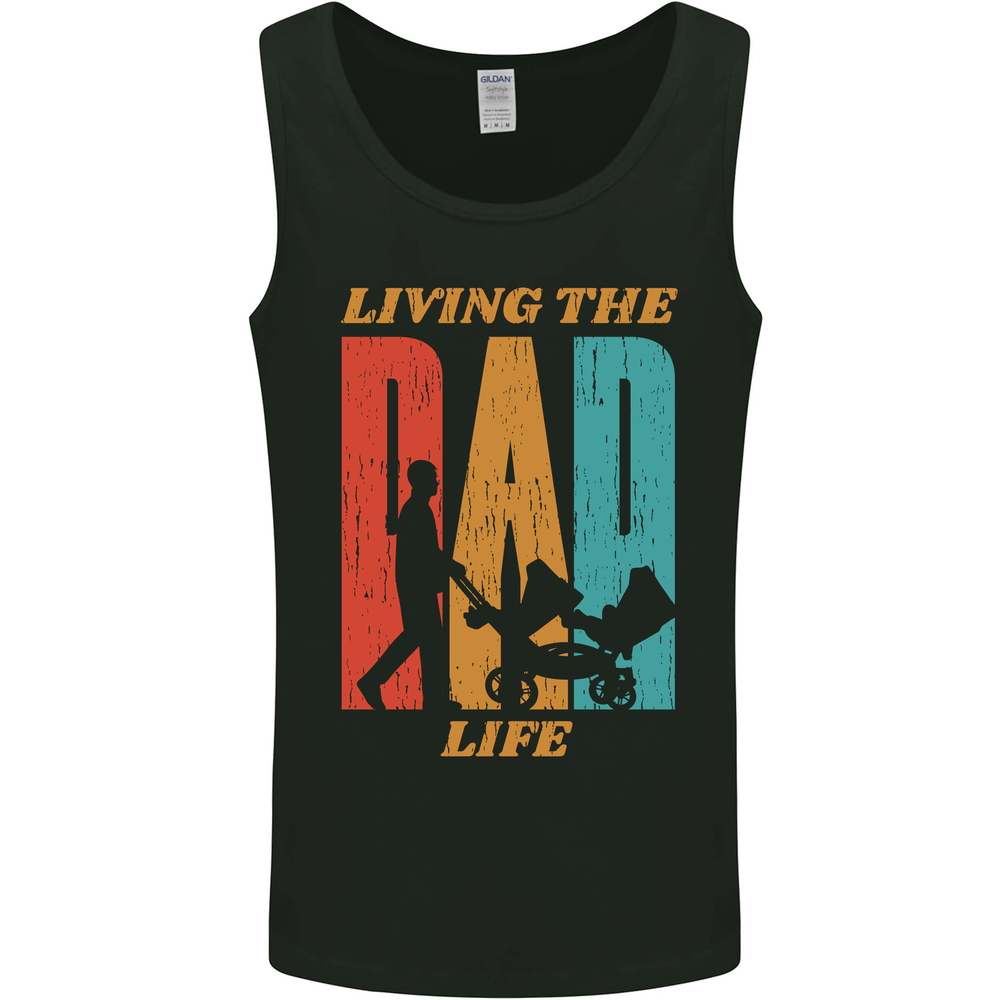 Fathers Day Living the Dad Life Twins Funny Mens Vest Tank Top