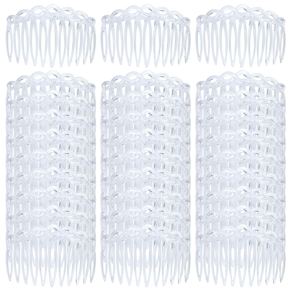 Cinaci 30 Pieces Clear White French Twist Water Wave Plastic Hair Side Combs Sli