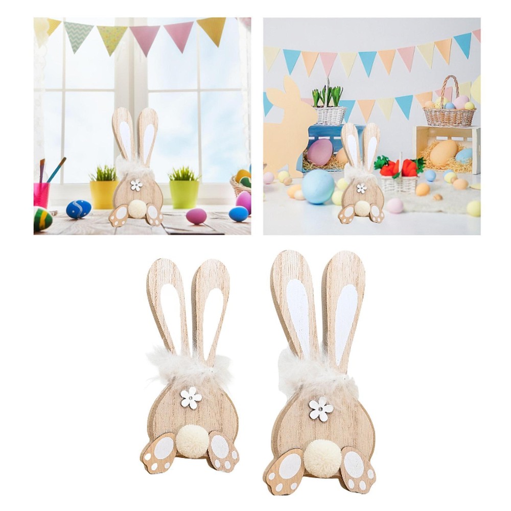 Easter Bunny Ornament Carving Desktop Bunny Figure for Walkway Kitchen Shelf