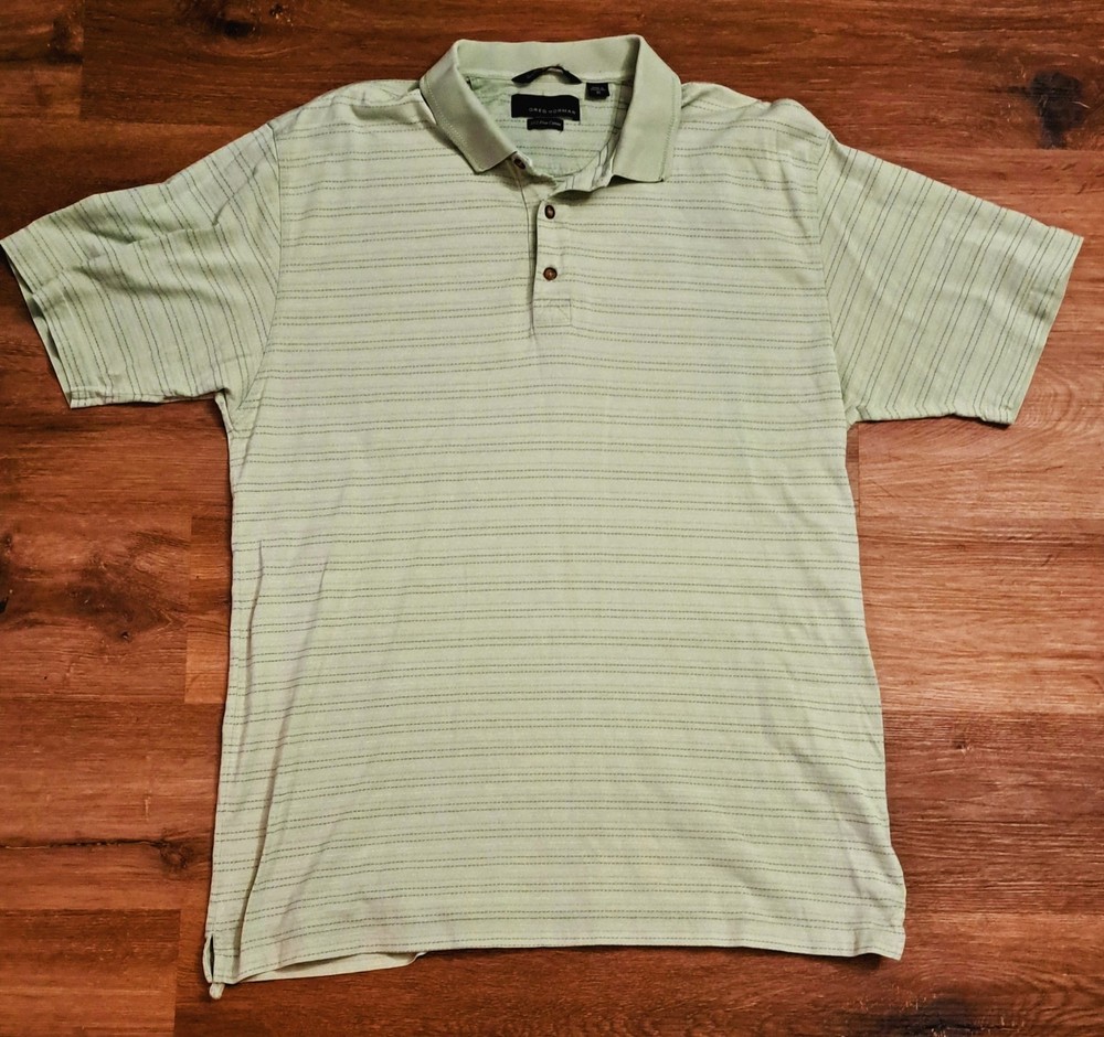 Greg Norman Golf Polo Shirt Men’s Size XL Light Green With Stripes