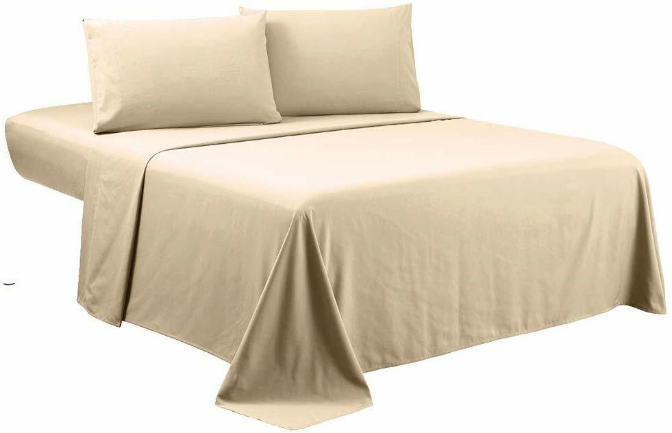 6 Piece Hotel Luxury Soft 100% Cotton bed sheets set 24 deep 800 TC Queen Beige