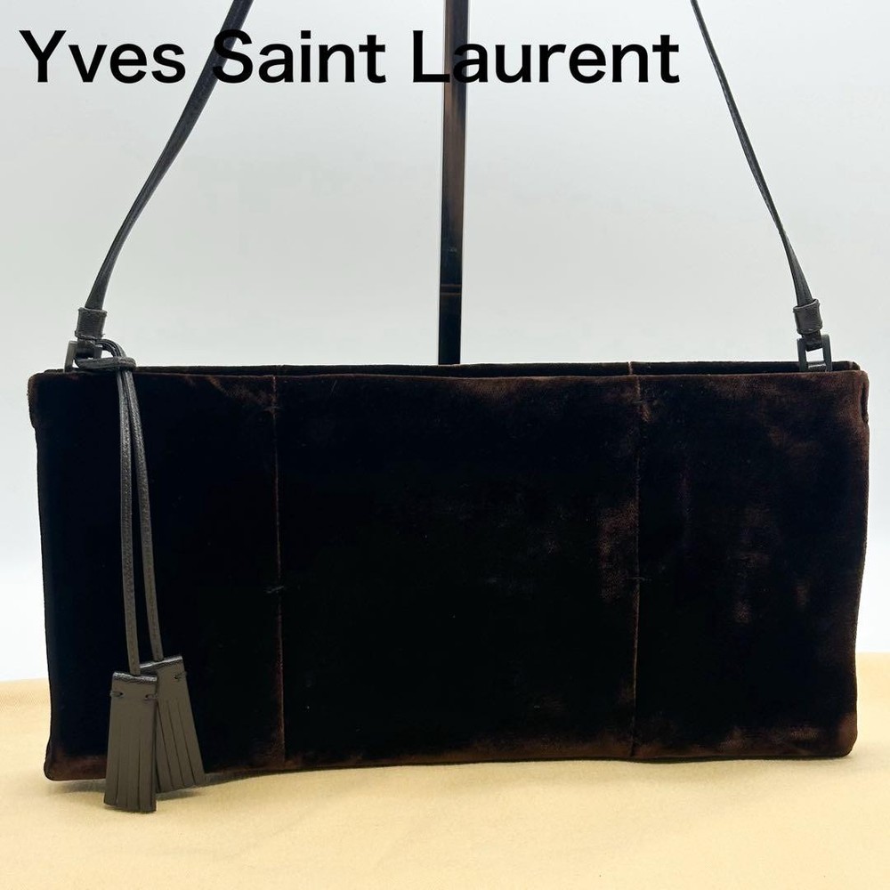 YSL Rive Gauche Black Suede Shoulder Bag Authentic F06221966