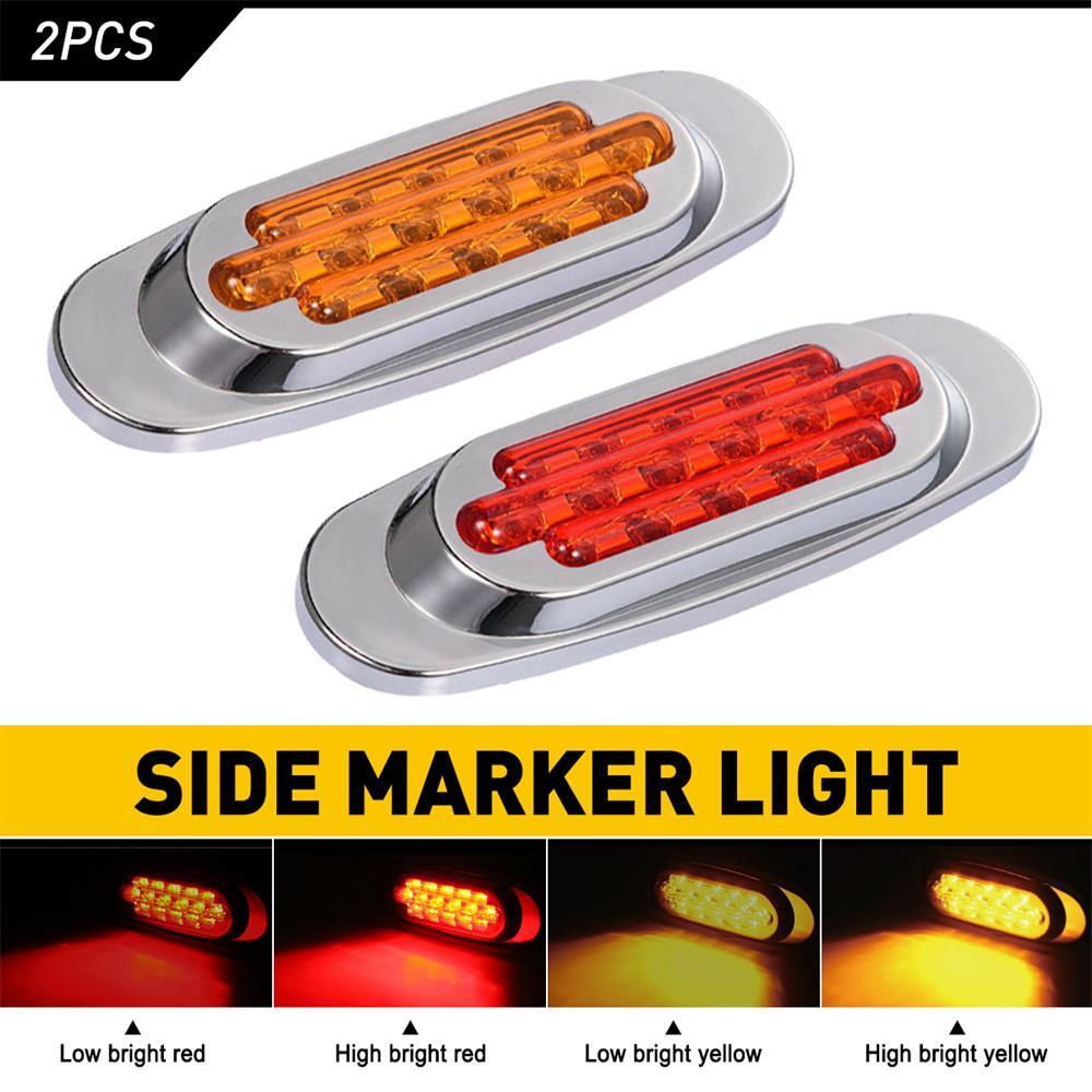 Universal 12V Side Marker Lights LED Truck Trailer Bullet Amber Red Light Lamp