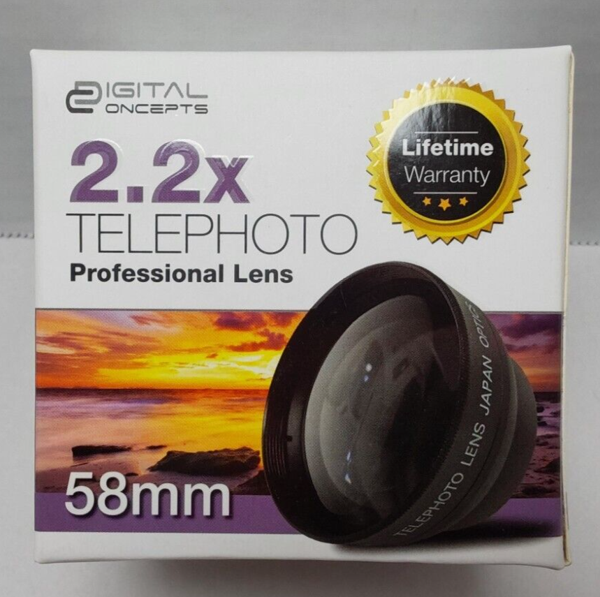 Digital Concepts 58mm 2.2X HD Telephoto Lens with Caps – New