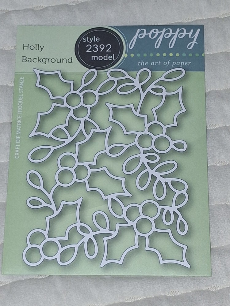 Holly Background Die Christmas Embossing New #2392 Cutting Poppy Stamps Craft