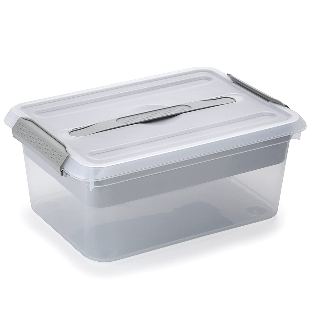Stack & Carry Box, Clear Plastic Storage Container Stackable Home Utility Box...