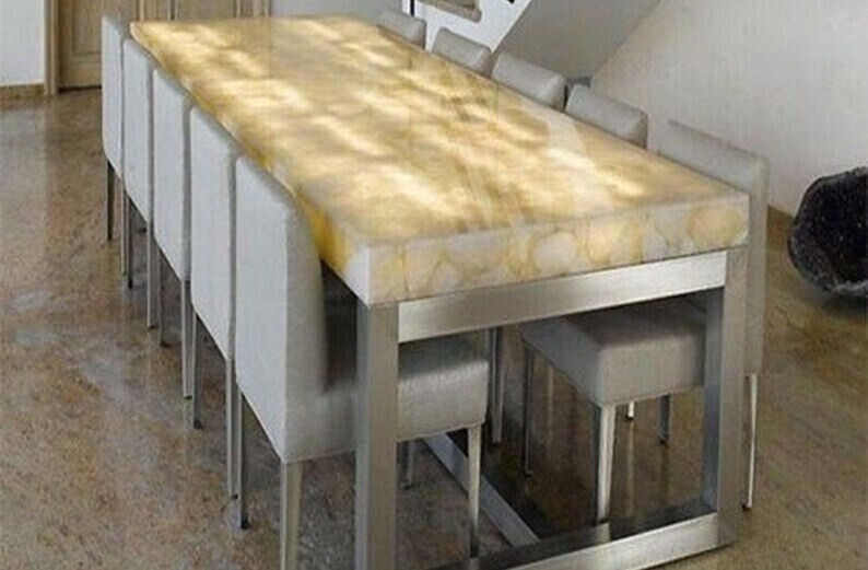 White Quartz Agate Console or Dining Slab Top Cyber Monday Sale-image