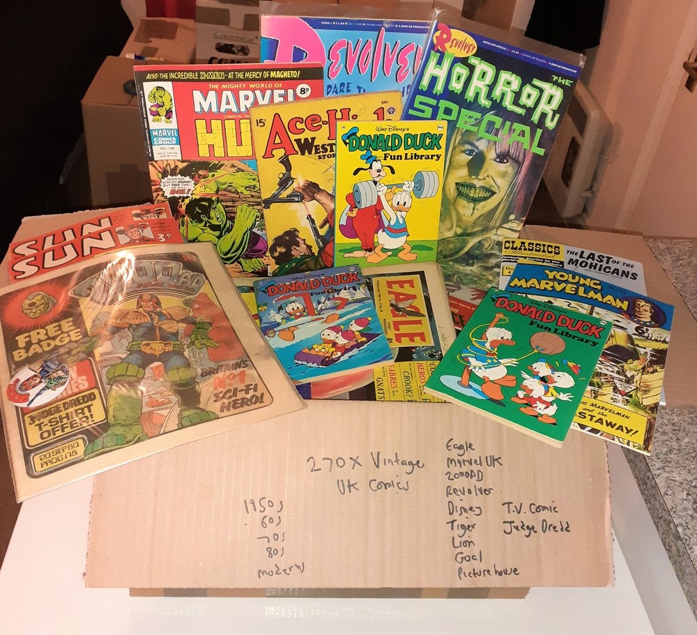 270x Huge VINTAGE UK COMICS LOT Eagle 2000AD Hulk TV Comic Revolver Tiger Lion