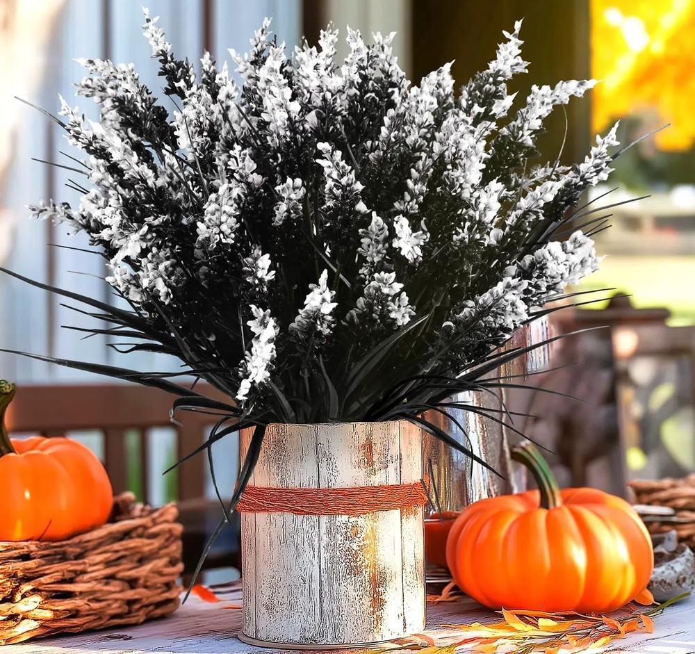 N&T NIETING 6 Bundles Black Artificial Flowers, Fake Monkey 6 Bundles,