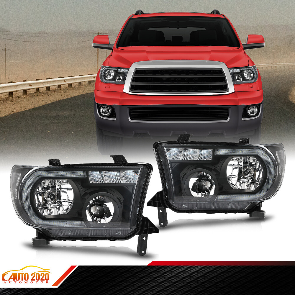 Pair LED Headlights Left Right Fit For 2007-2013 Toyota Tundra 2008-2017 Sequoia