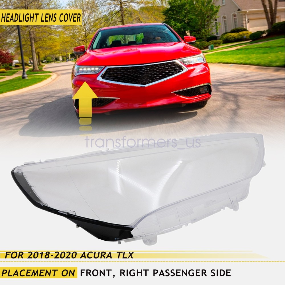 Passenger Side Headlight Lens Cover W/adhesive tape For Acura TLX 2018 2019 2020