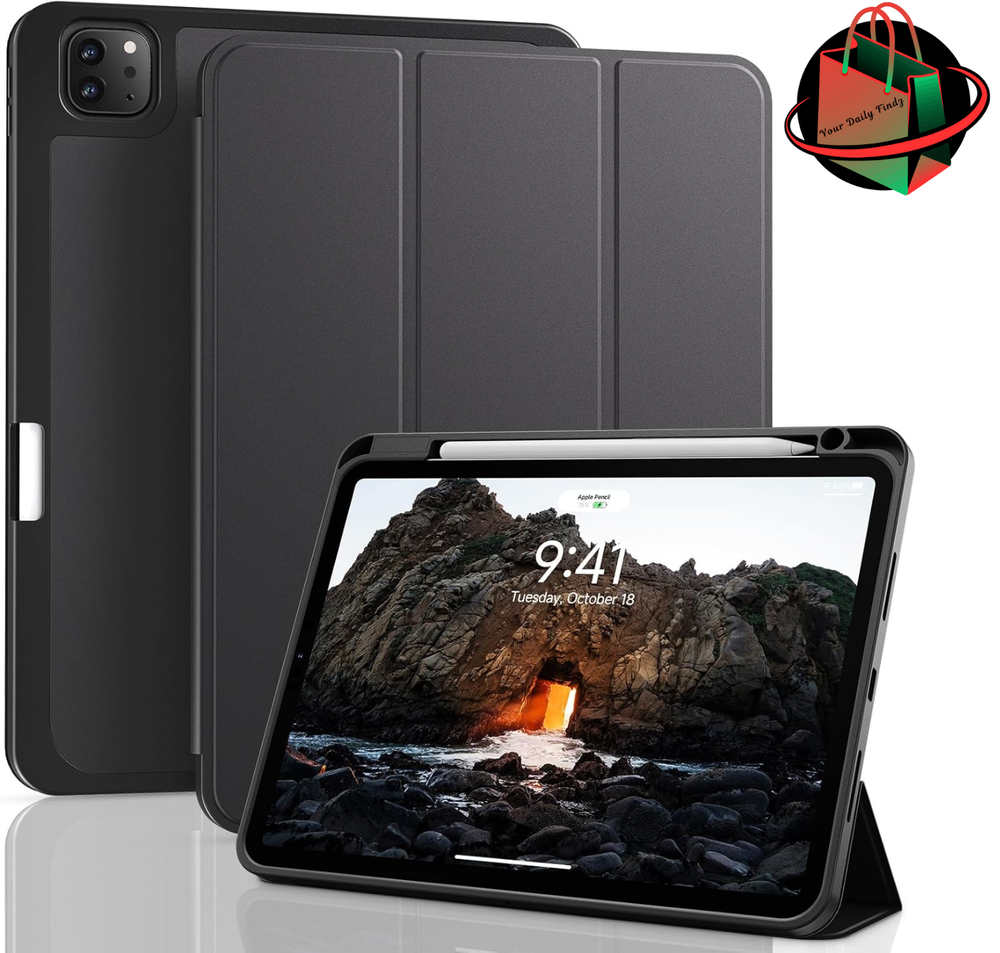 for iPad Pro 12.9 Inch Case (2022/2021/2020, 6th/5th/4th Gen) with Pencil Black