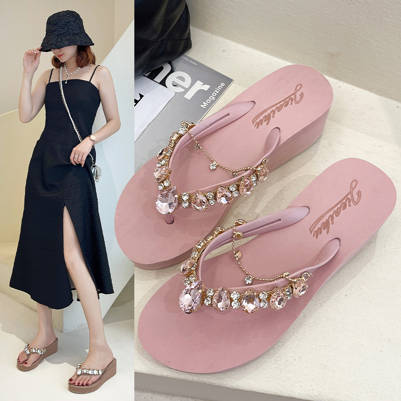 Platform Flip-flops Women Slippers Summer Outside Wear Beach Wedge Sandals