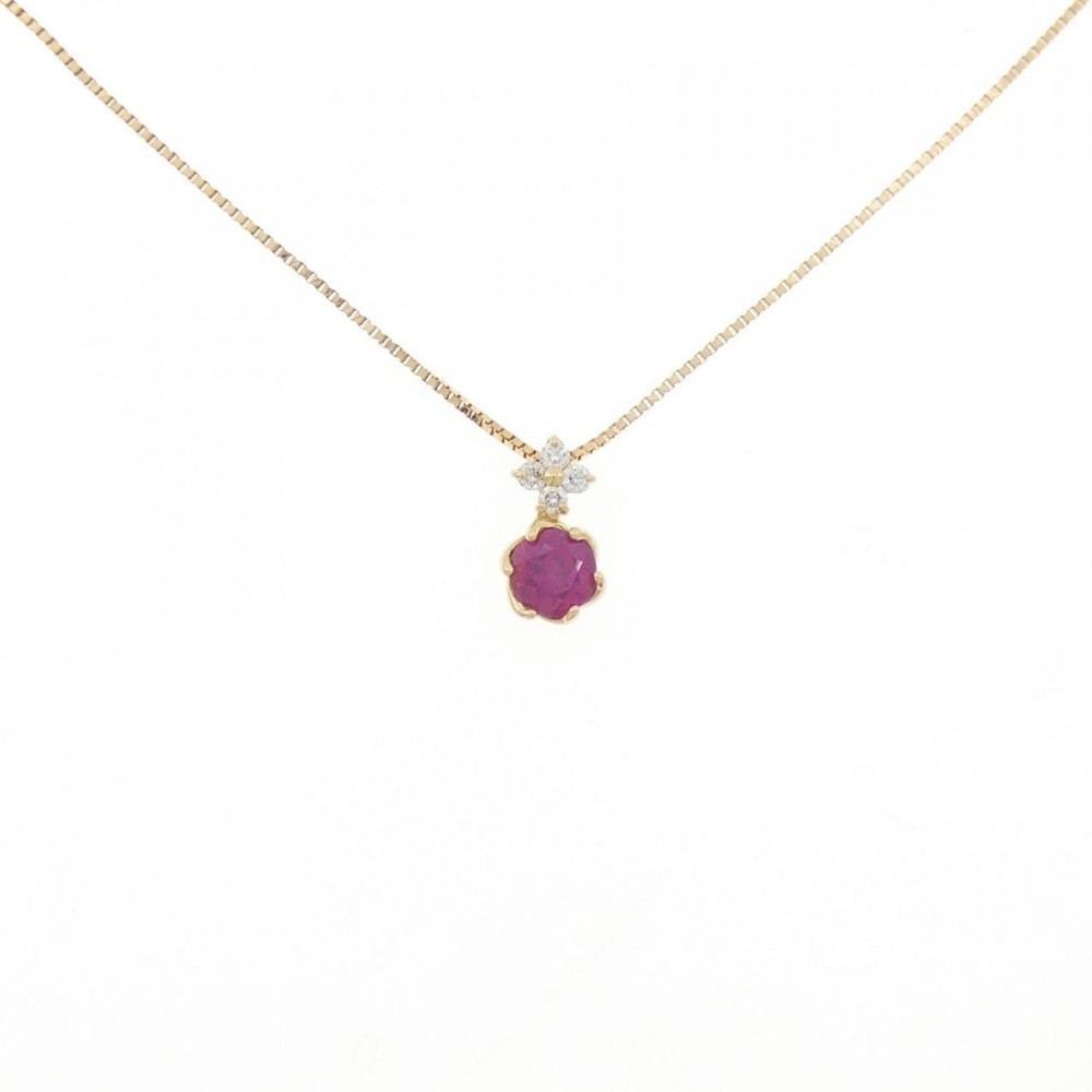 Authentic 18K Yellow Gold Ruby Necklace 0.30CT #230-000-236-3980