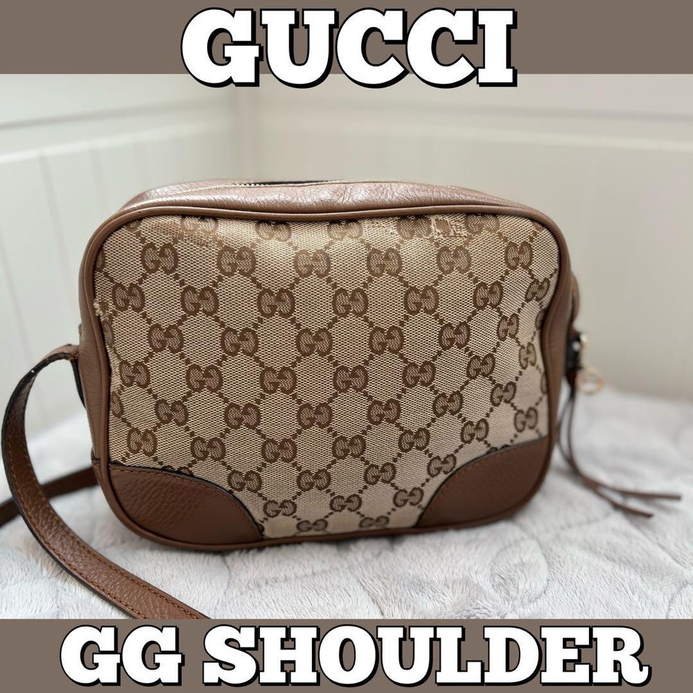 Gucci GG Canvas Shoulder Bag with Interlocking Logo Luxury Purse