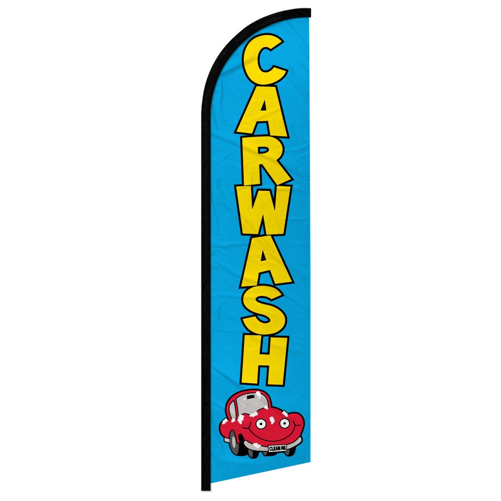 Car Wash Windless Swooper Flag - Vibrant Blue Carwash Advertising Flag for Eye-Catching Promotion and Brand Visibility