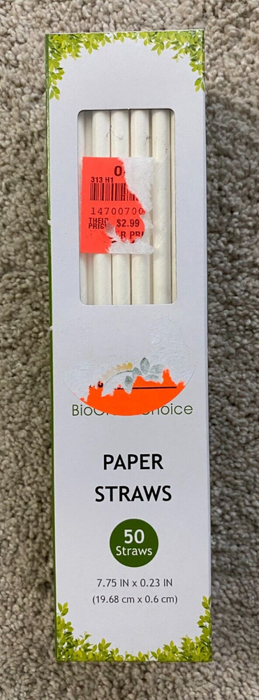 17 Packs of 50 Sturdy White Paper Drinking Straws Biodegradable, 850 Straws