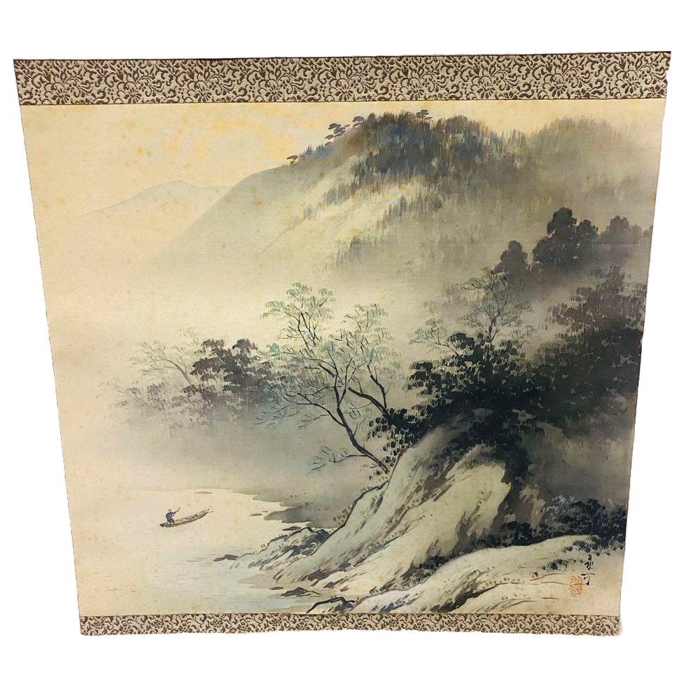 Kawasaki Wakeka [Japanese Kakejiku] Early Spring Landscape Hanging Scroll Silk B