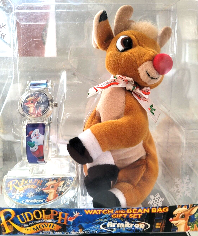Rare 1999 Rudolph the Movie Armitron Character Watch & Beanie Plush Toy Gift set