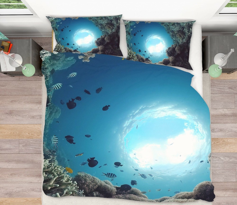 3D Blue Ocean ZHUA12 Bed Pillowcases Quilt Duvet Cover Set Queen King Amy