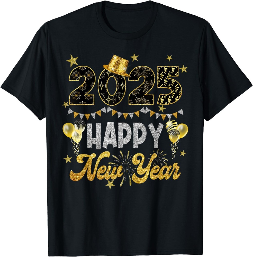 Happy New Year Party 2025 Ballon Family Matching Men Women T Shirt Men