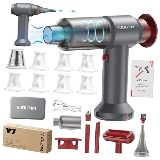 Car Vacuum Portable Cordless, 21Kpa Handheld Mini Vacuum Cleaner with Multiple Accessories, 5-Stage Filtration, Lightweight and Powerful for Car and Home Cleaning