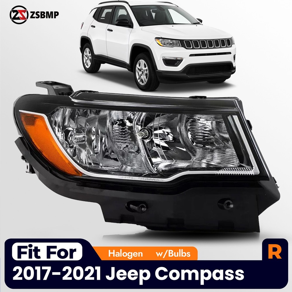 For 2017-2021 Jeep Compass Halogen Headlight W/ Bulbs Passenger Right 55112706AC